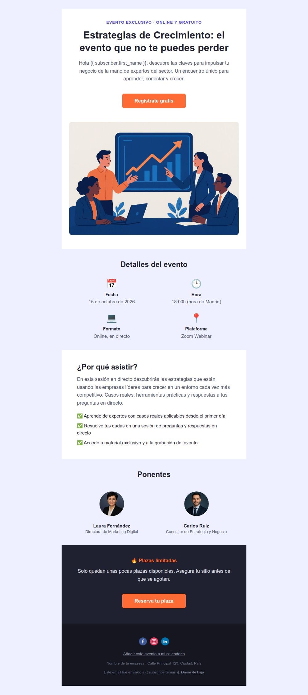 Preview of the Event Promotion email template