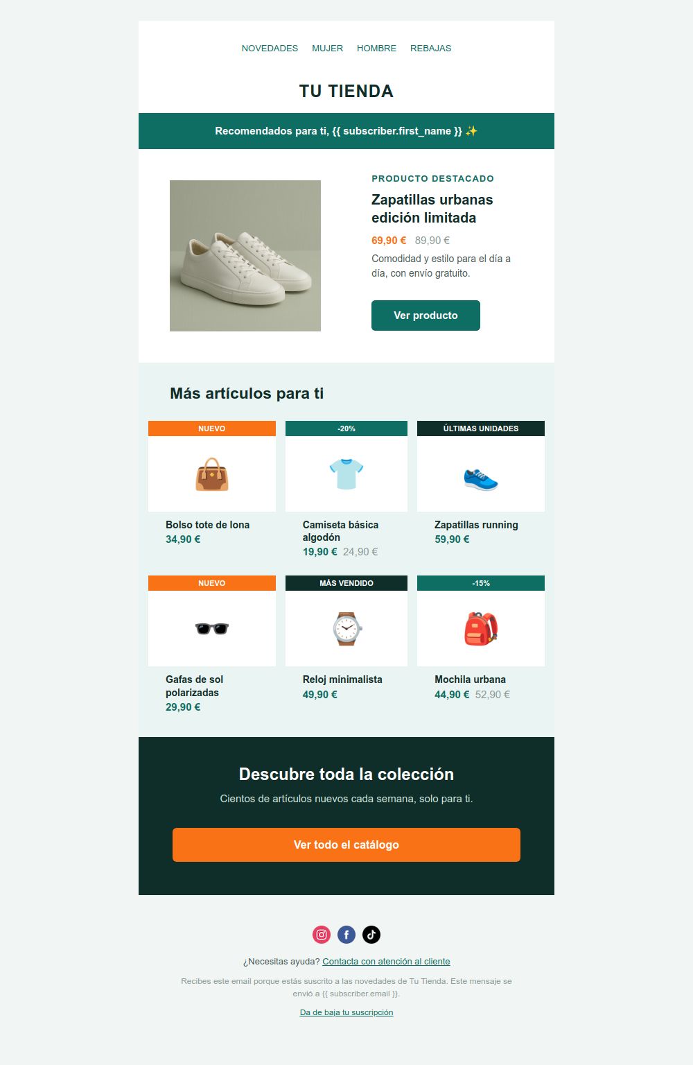 Prévia do modelo de email Catálogo de produtos