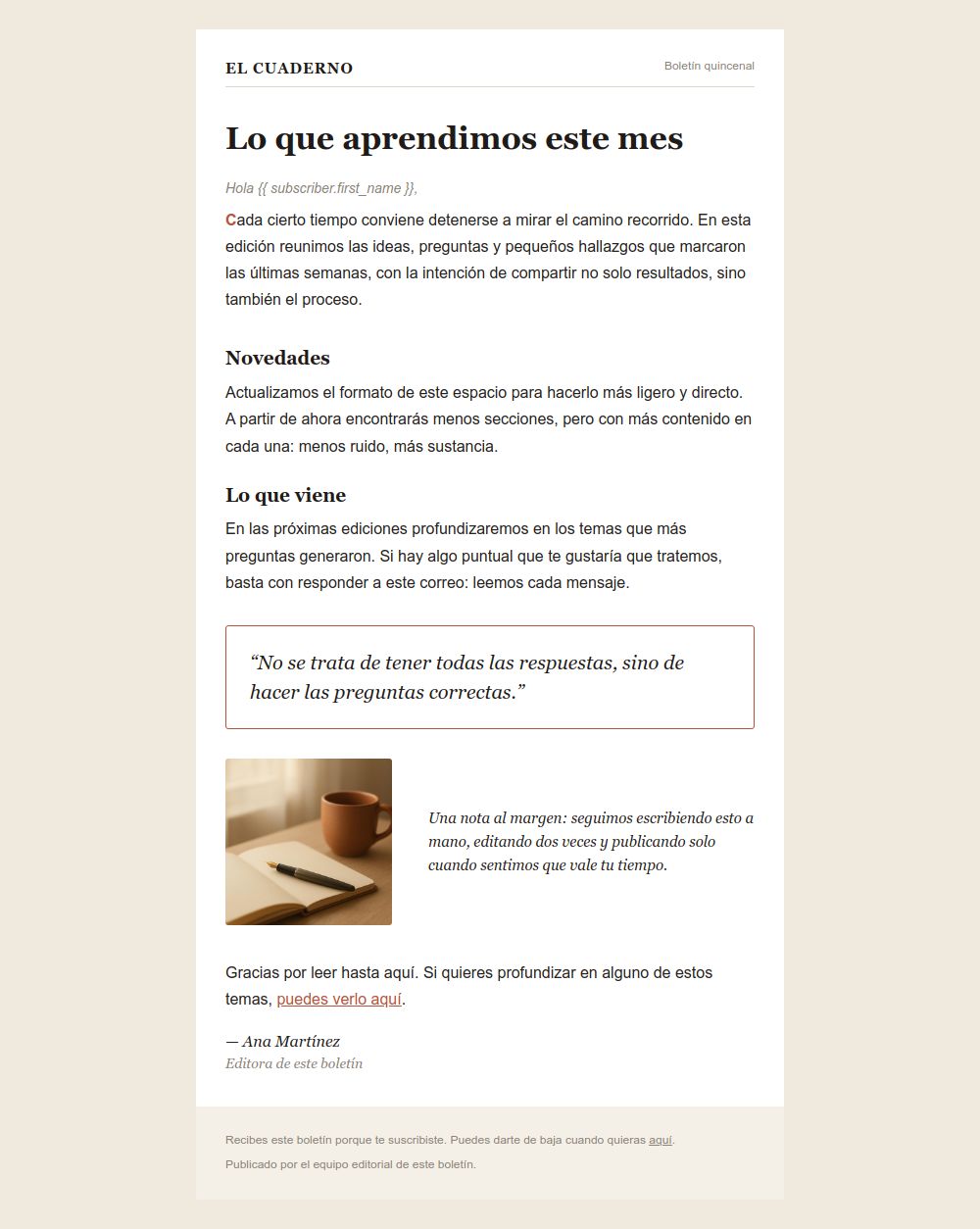 Prévia do modelo de email Newsletter editorial
