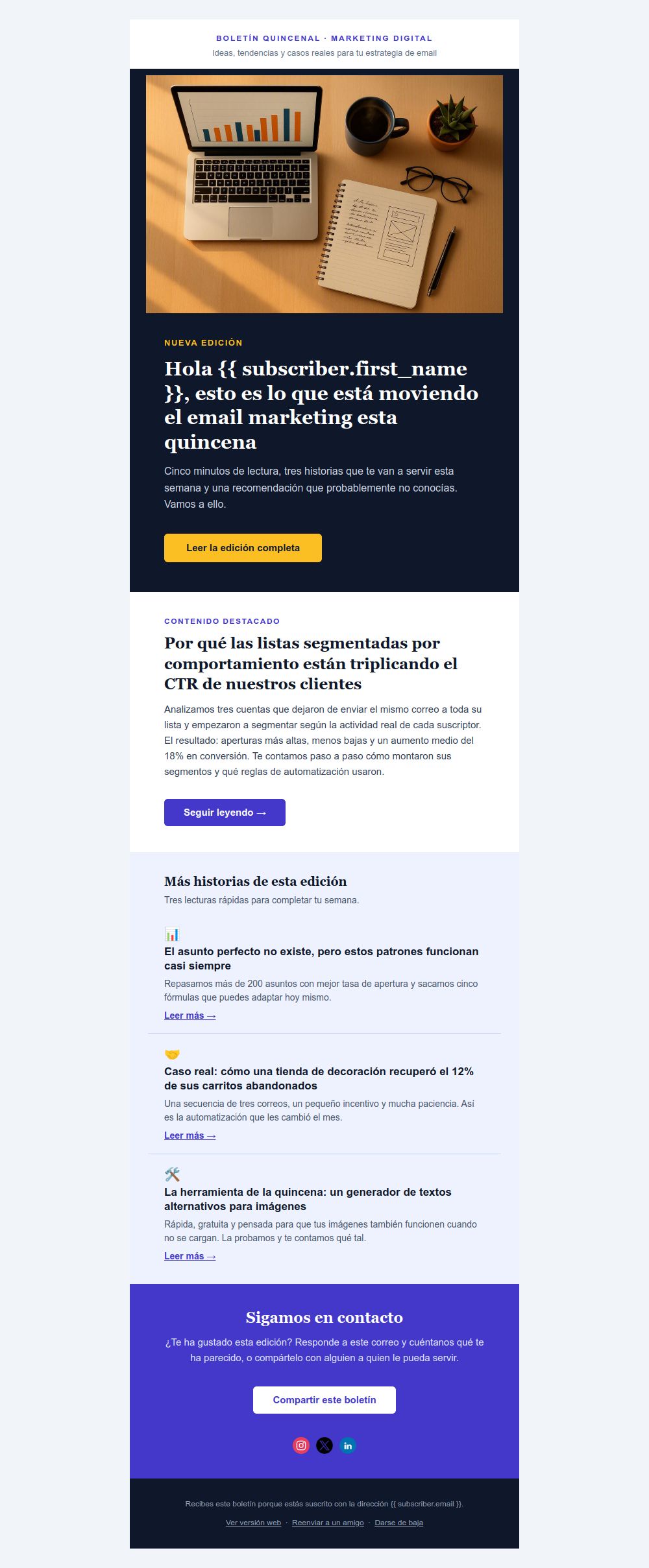 Preview of the Editorial Newsletter Digest email template