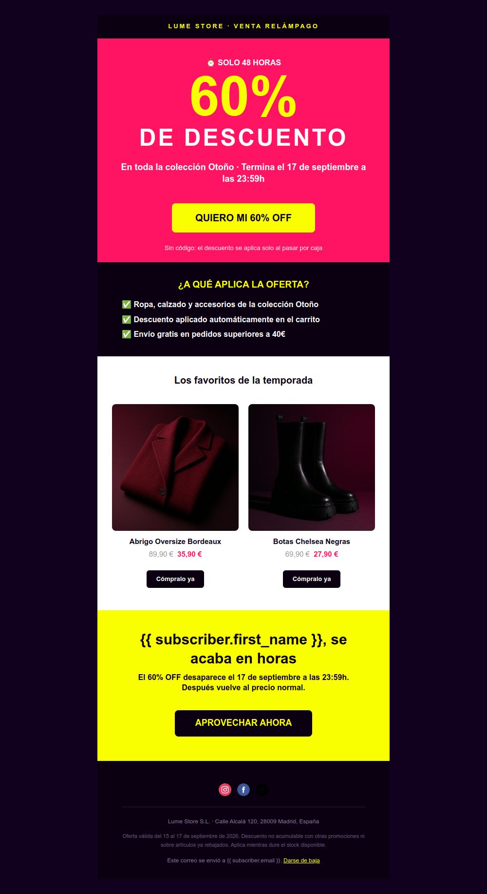 Prévia do modelo de email Oferta relâmpago