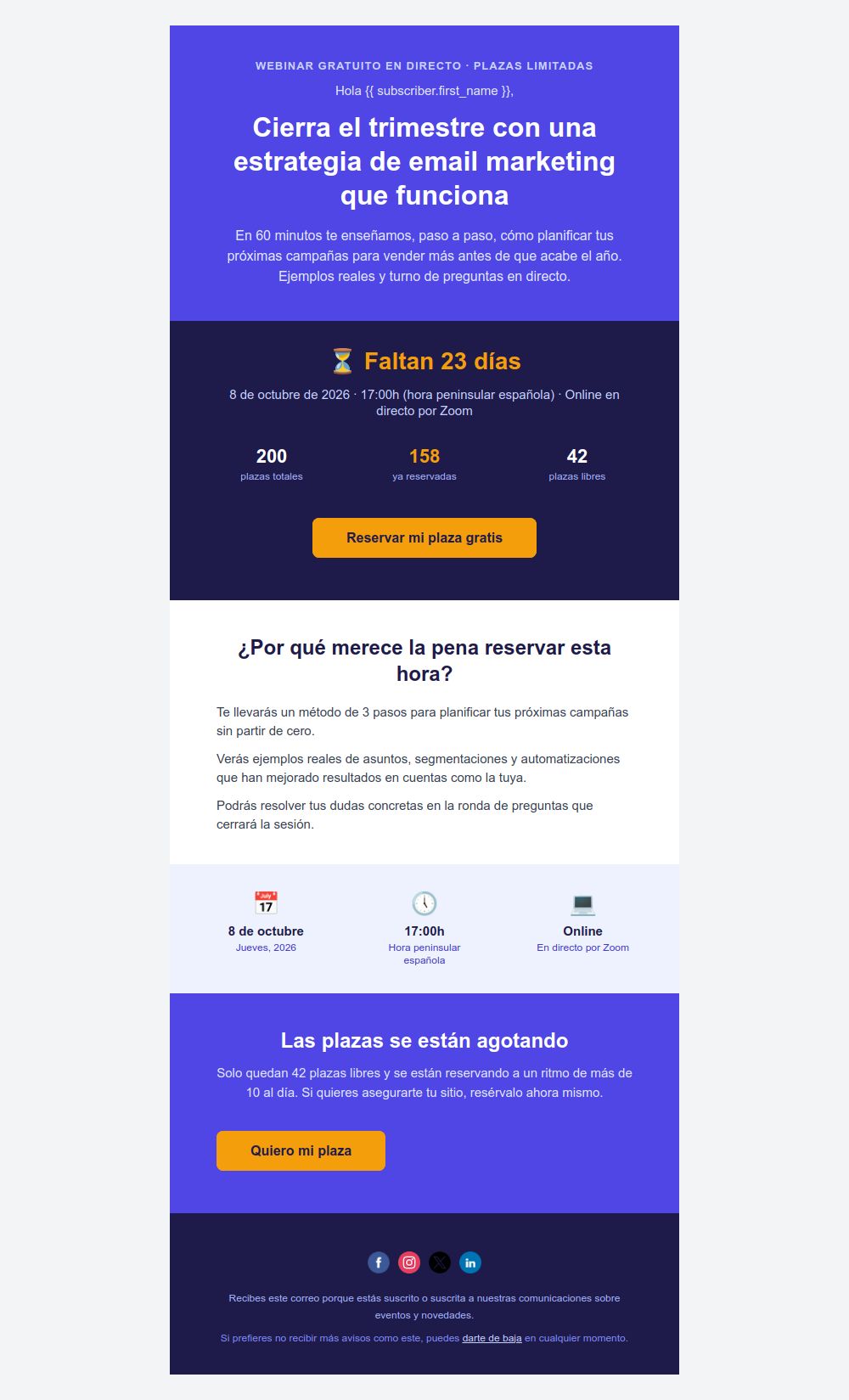 Preview of the Event Countdown Invitation email template