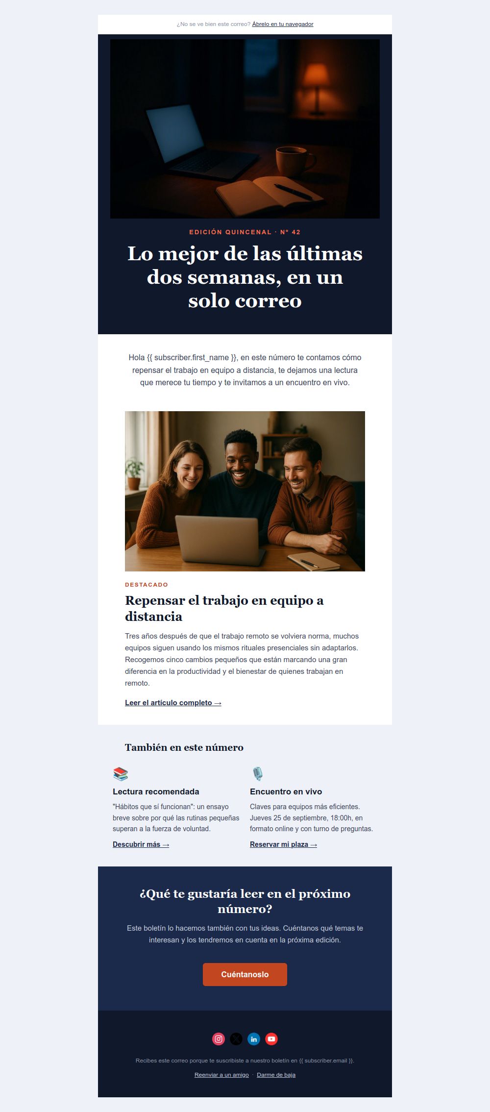 Preview of the Editorial Digest Newsletter email template