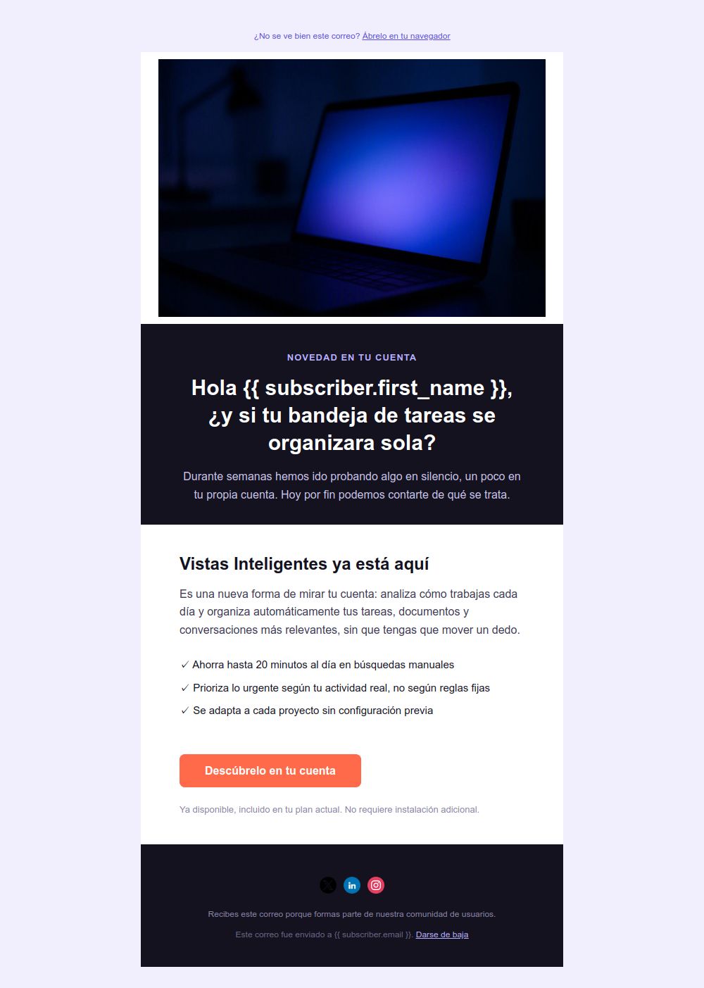 Prévia do modelo de email Anúncio de novidade do produto