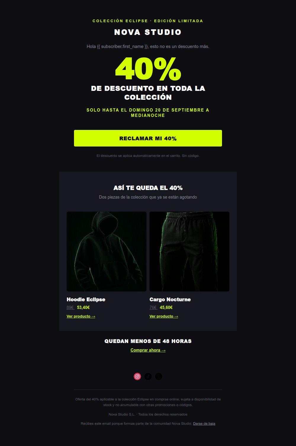 Prévia do modelo de email Oferta relâmpago neon