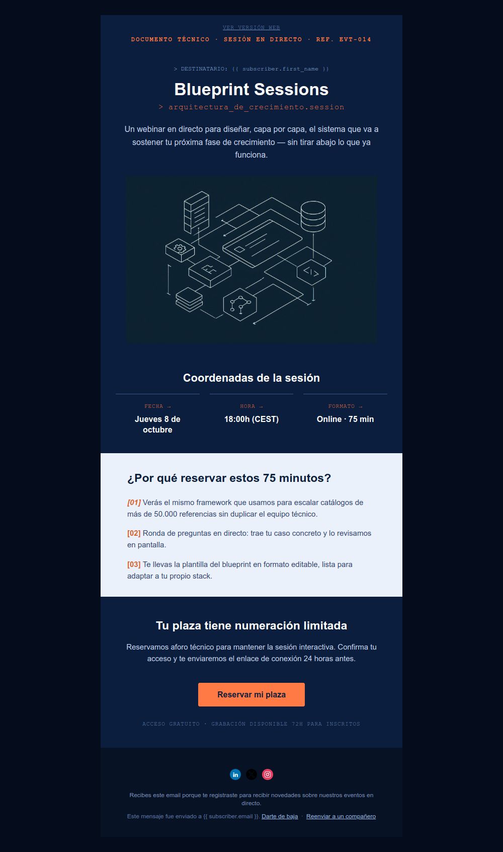 Preview of the Blueprint webinar invite email template