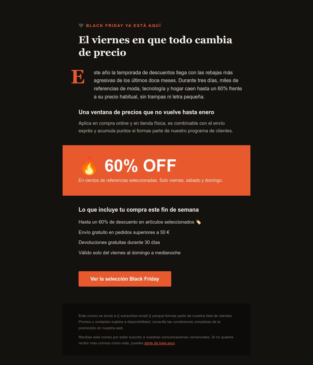 Prévia do modelo de email Oferta editorial Black Friday