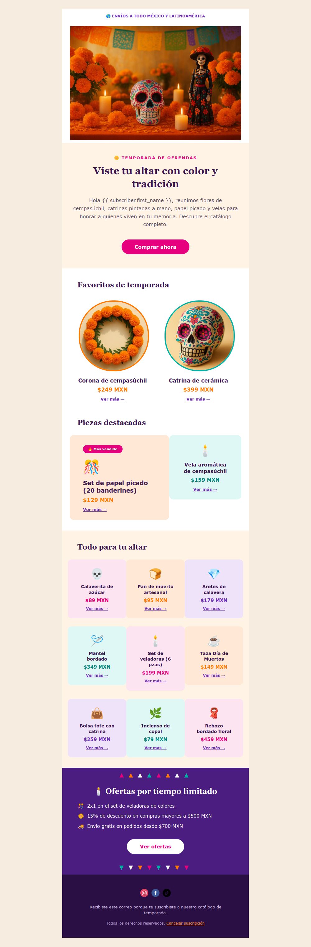 Prévia do modelo de email Catálogo Dia dos Mortos