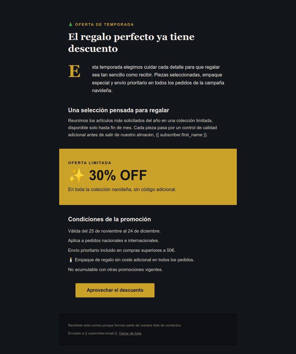 Prévia do modelo de email Oferta de Natal