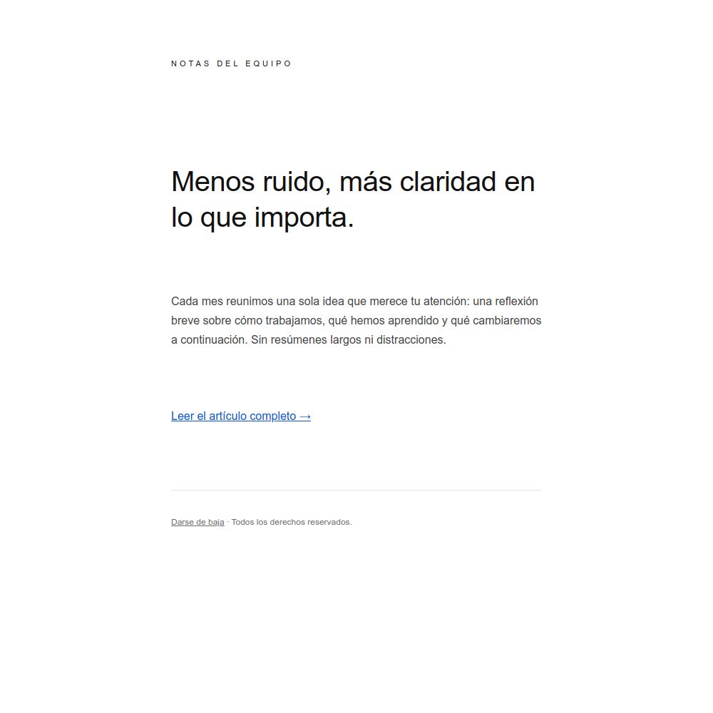Preview of the Minimal text-only email email template