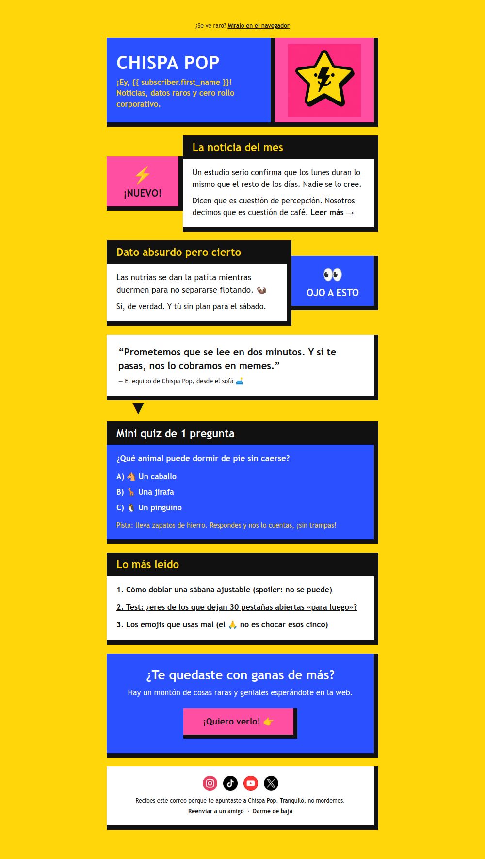 Vista previa de la plantilla de email Newsletter estilo cómic