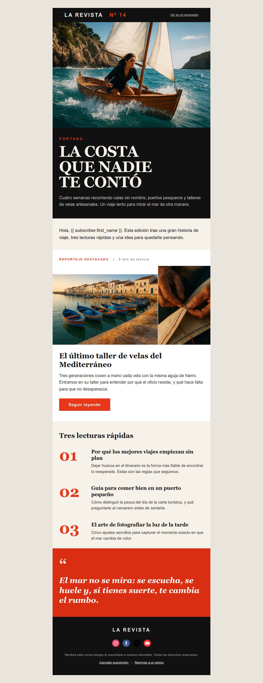 Prévia do modelo de email Newsletter estilo revista