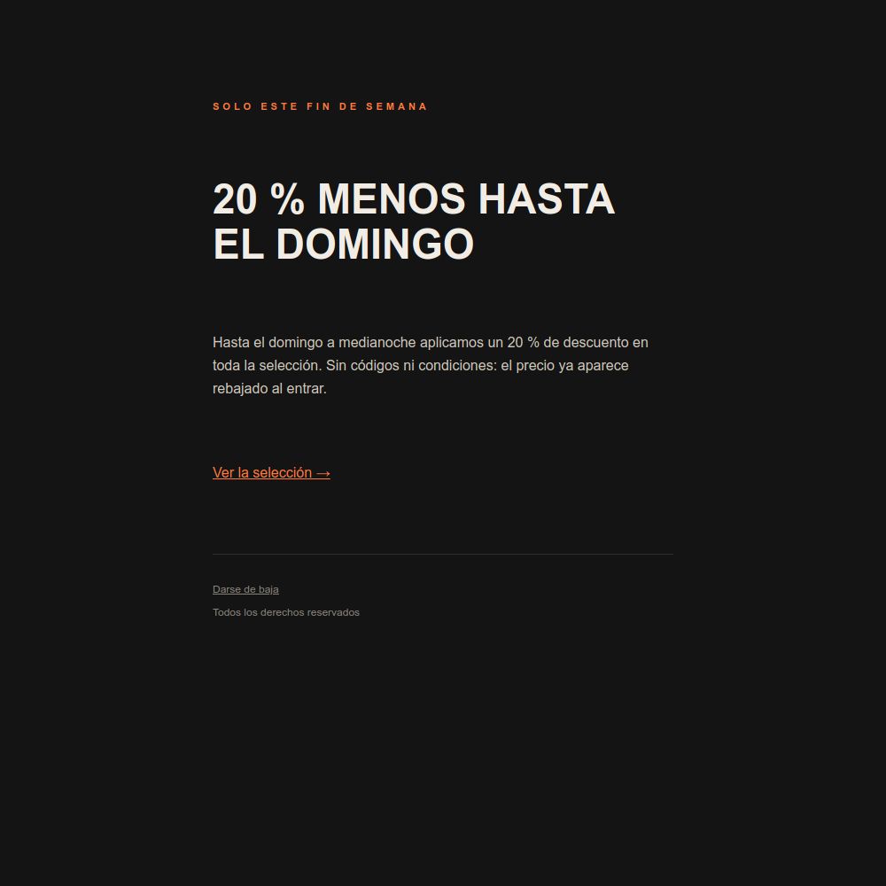 Preview of the Minimal offer notice email template