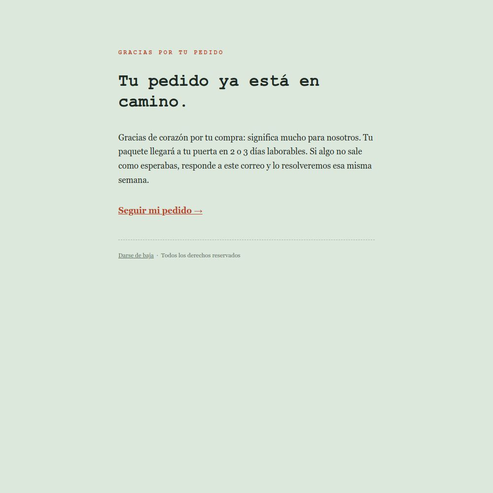 Preview of the Minimal thank-you note email template
