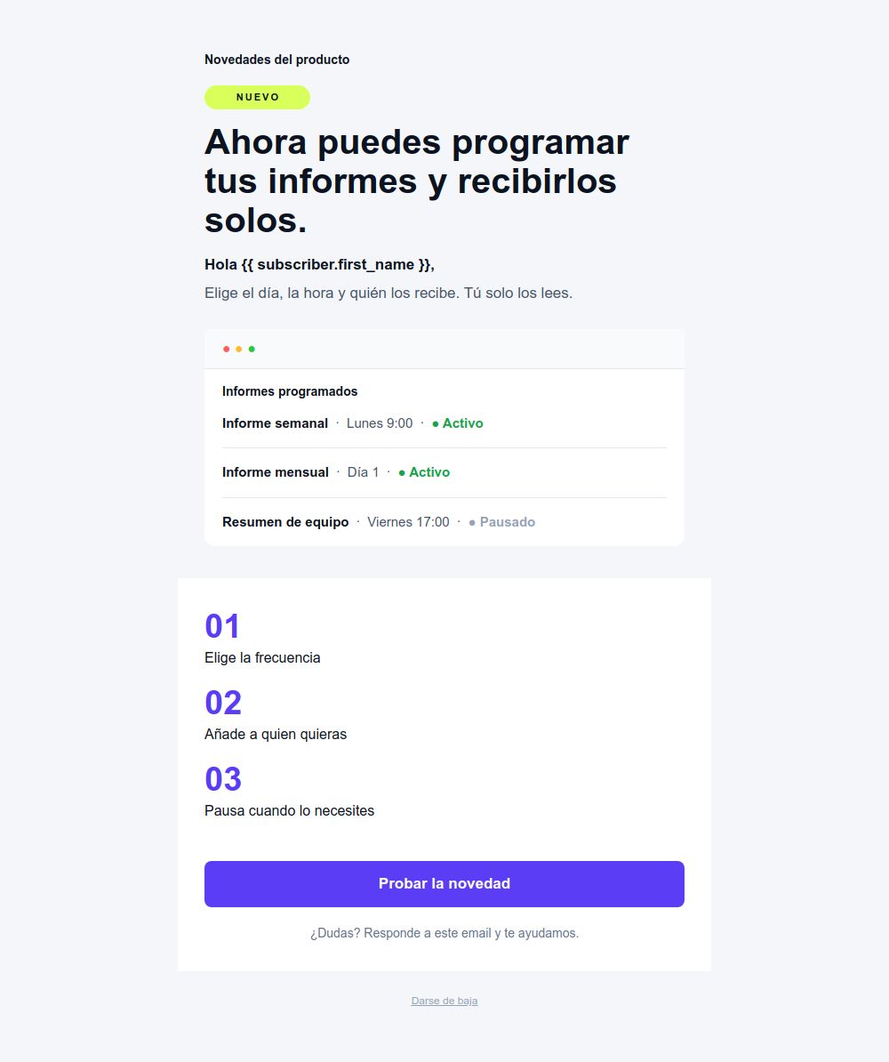 Preview of the Product release notes email template