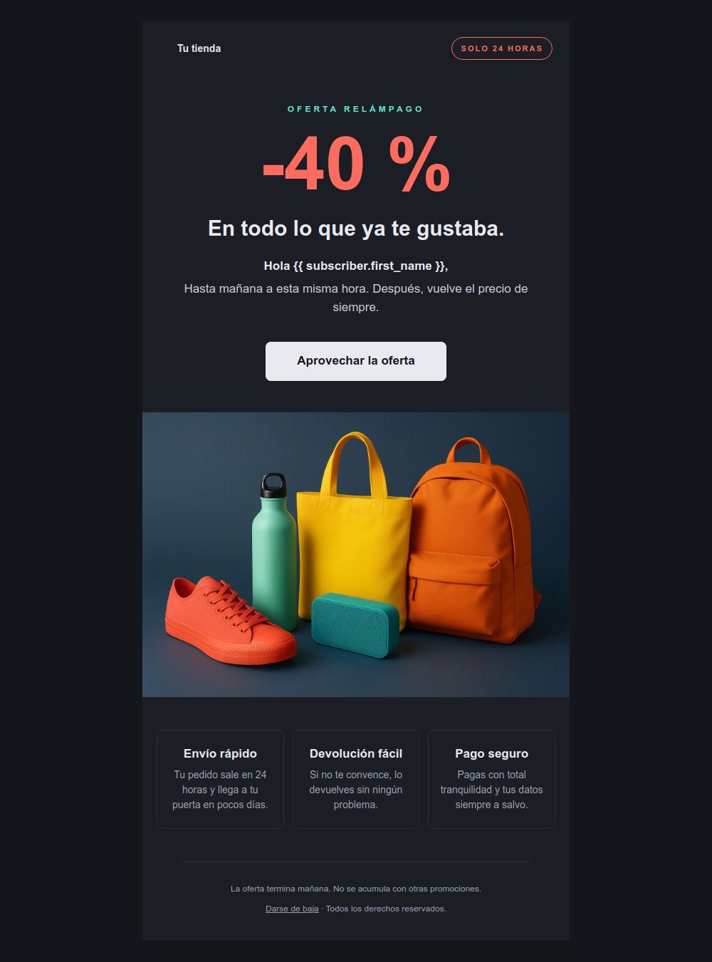 Prévia do modelo de email Oferta relâmpago de 24 horas