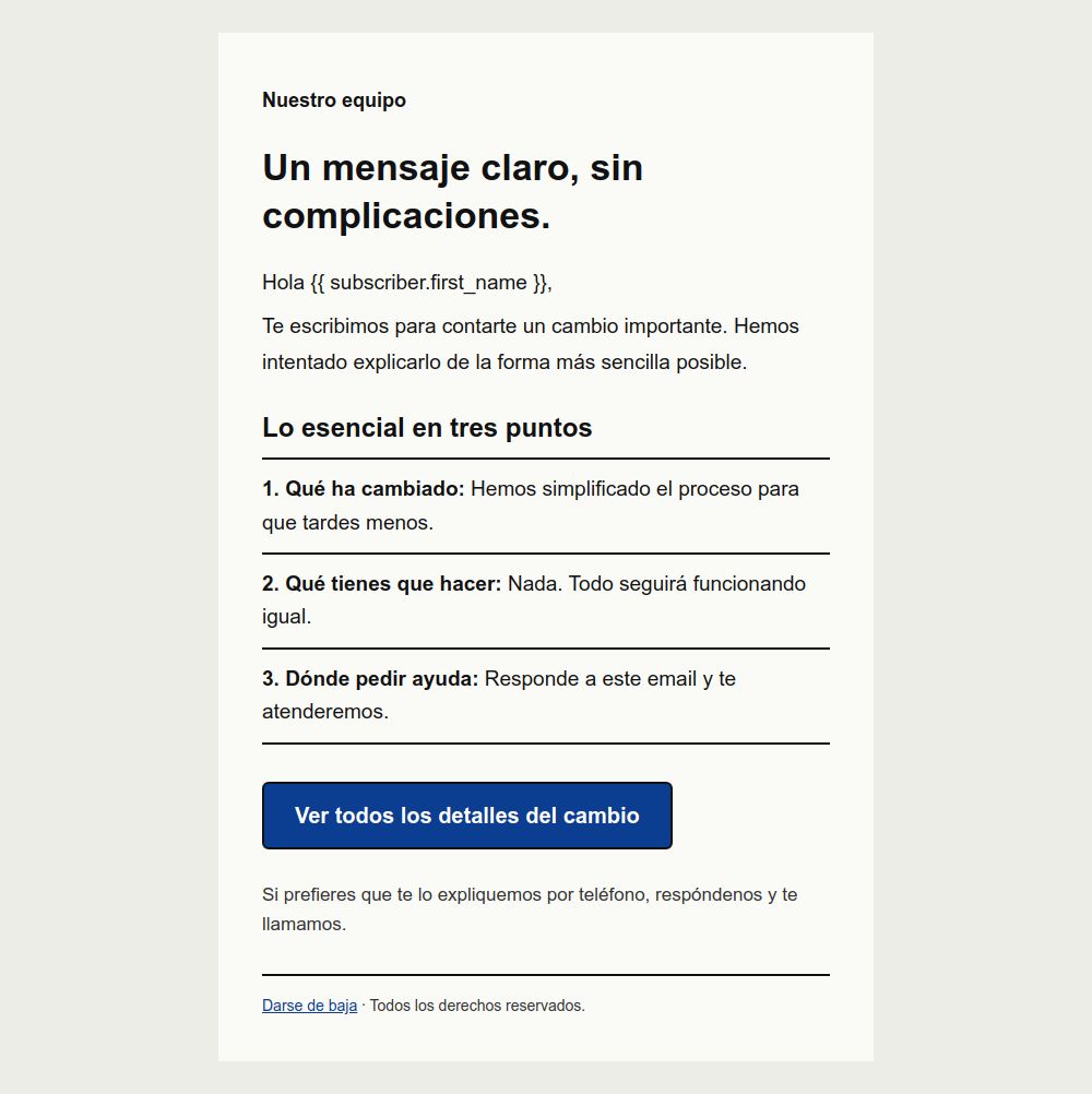 Preview of the Accessible plain message email template