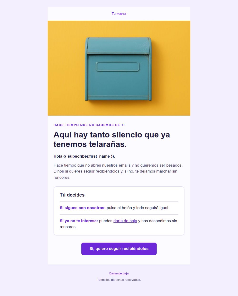 Preview of the Win-back inactive contacts email template