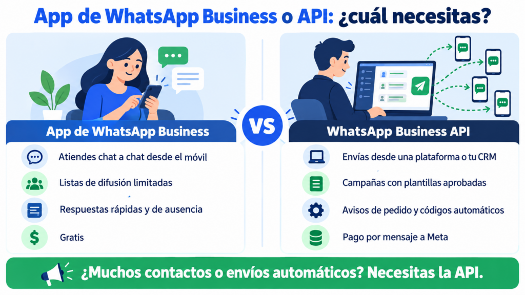Comparação entre o app WhatsApp Business e a WhatsApp Business API