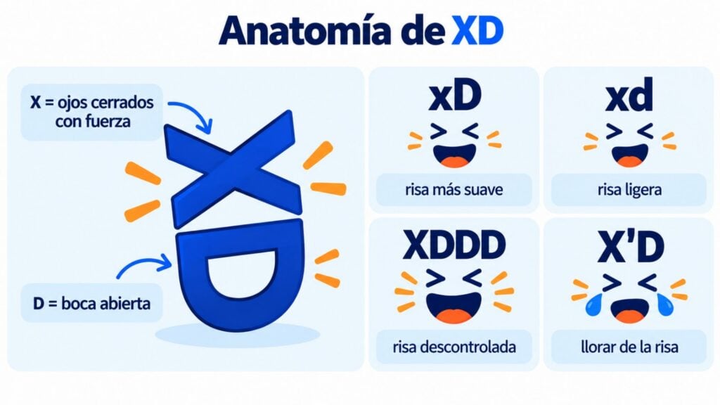 Qué significa XD: anatomía del emoticono y variantes xD, xd, XDDD y X'D